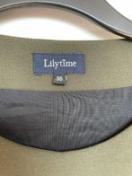 Lilytime donkergroene jurk rechtvallend maat 38, Kleding | Dames, Jurken, Ophalen of Verzenden, Zo goed als nieuw, Knielengte