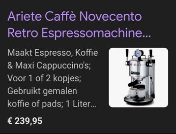 Nieuwe Ariete Caffè Novecento Retro Espressomachine  beschikbaar voor biedingen
