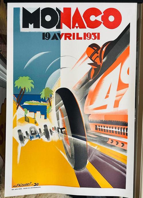 Monaco grote raceposter 19 april 1931 off. herproductie 1983, Verzamelen, Automerken, Motoren en Formule 1, Zo goed als nieuw