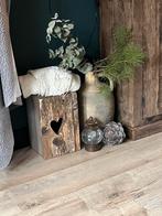 Steigerhout windlicht, Huis en Inrichting, Woonaccessoires | Zuilen en Pilaren, Ophalen of Verzenden, Gebruikt