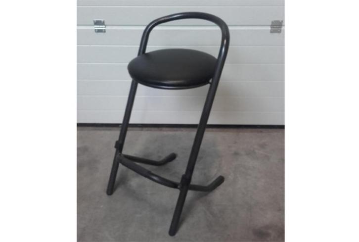 barkrukken stapelbaar rugsteun en voetsteun hamerslag zwart, Huis en Inrichting, Barkrukken, Nieuw, 60 tot 90 cm, Leer, Metaal