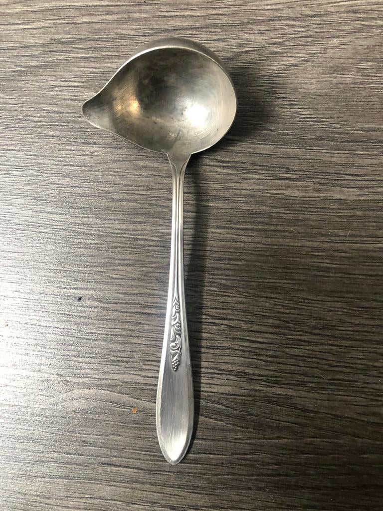 Antiek bestek: Verzilverd juslepel., Antiek en Kunst, Ophalen of Verzenden