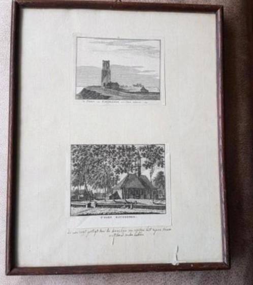 2 gravures Koudekerke Bulthuis 1790 en Spilman 1743 Zeeland, Antiek en Kunst, Kunst | Etsen en Gravures, Ophalen