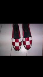 Espadrilles rood/wit  leer, Ophalen of Verzenden, Zo goed als nieuw, Espadrilles of Moccasins, Rood