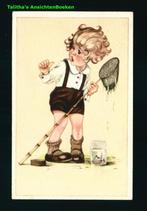 Berend Dam kinderen vissen, Verzamelen, Ansichtkaarten | Themakaarten, Ophalen of Verzenden, 1940 tot 1960, Gelopen, Kinderen