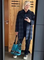 vintage TALLA y MODA tartan wool coat past 38, 40,42, Maat 38/40 (M), Blauw, Ophalen of Verzenden, Gedragen