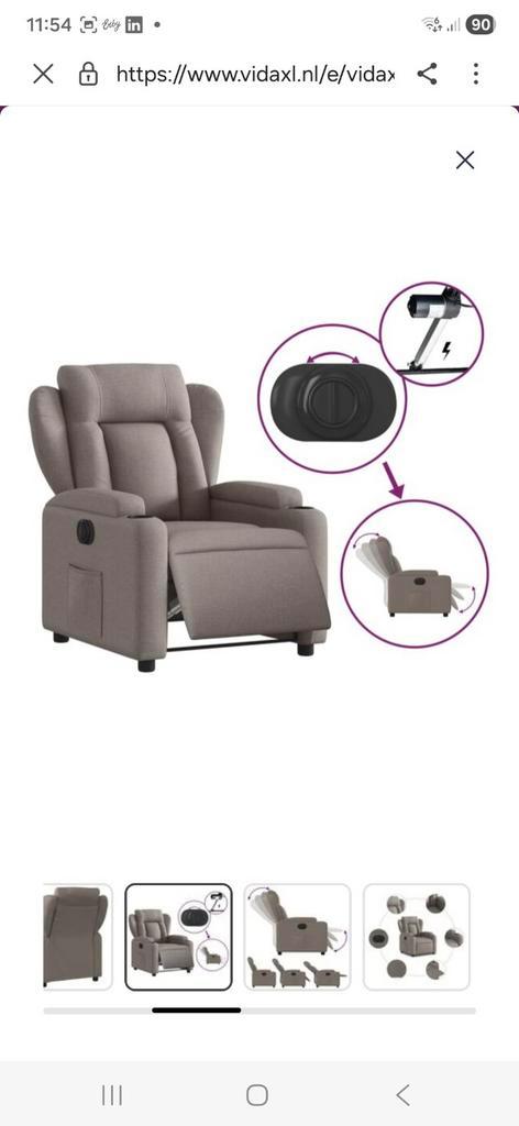 Elektrische Relaxstoel met  massage, Huis en Inrichting, Fauteuils, Zo goed als nieuw, Stof, 75 tot 100 cm, 75 tot 100 cm, Ophalen of Verzenden