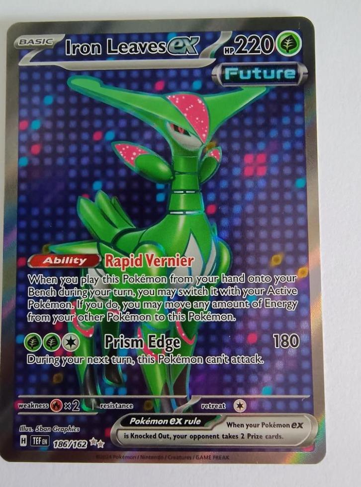 Iron Leaves EX 186/162 (Temporal Forces), Hobby en Vrije tijd, Verzamelkaartspellen | Pokémon, Zo goed als nieuw, Losse kaart
