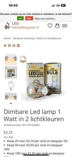 Dimbare LED Filament Lamp - 1 Watt &(45stuks), Led-lamp, Minder dan 30 watt, Soft of Flame, Nieuw