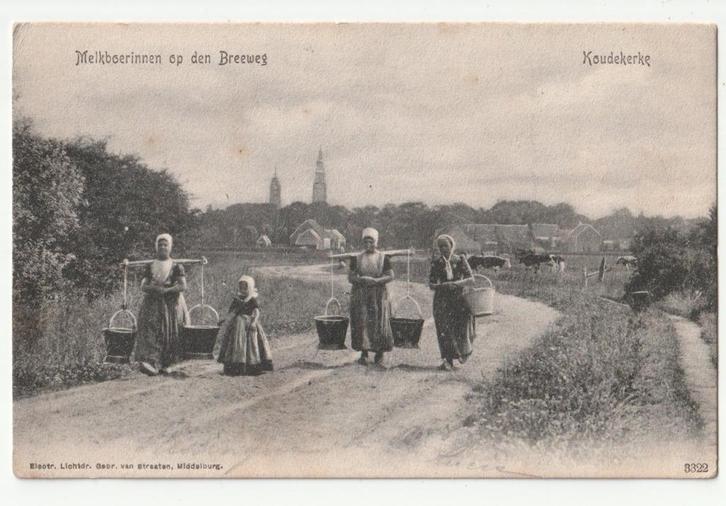 Koudekerke postbodestempel rond 19 klederdracht, Verzamelen, Ansichtkaarten | Nederland, Gelopen, Zeeland, Voor 1920, Verzenden
