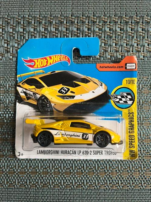 Hotwheels Lamborghini Huracan LP620-2 Super Trofeo, Hobby en Vrije tijd, Modelauto's | Overige schalen, Zo goed als nieuw, Auto