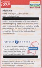 High Tea Fletcher 2 personen. € 27,50. Postcodeloterij bon., Twee personen, Kortingsbon