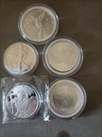 Zilveren 1 oz munten 5 verschillende, Postzegels en Munten, Edelmetalen en Baren, Ophalen of Verzenden, Zilver