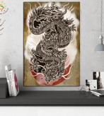 Japanse Draak op canvas zonder lijst Deur poster  75x105 cm, Ophalen of Verzenden, Nieuw