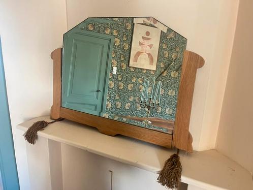 Antieke spiegel, houten lijst, facet geslepen, Huis en Inrichting, Woonaccessoires | Wandplanken en Boekenplanken, Zo goed als nieuw