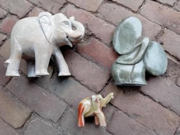 3 x stenen marmeren olifant beelden olifanten   beschikbaar voor biedingen