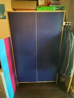 Kledingkast hang/leg blauw met hout, Huis en Inrichting, Kasten | Kledingkasten, Ophalen, Overige materialen, Gebruikt, Met hangruimte