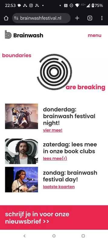Ticket brainwash festival 19 okt beschikbaar voor biedingen