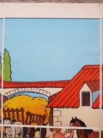 De boerderij oude schoolplaat uit Frankrijk litho op canvas., Antiek en Kunst, Ophalen of Verzenden