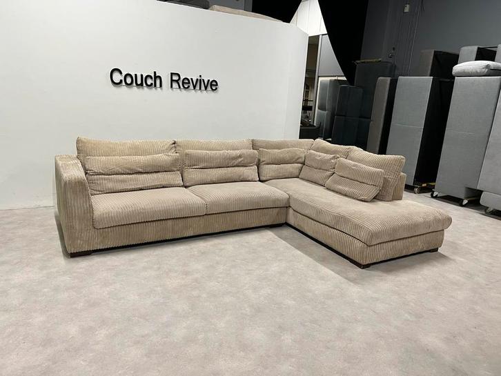 GRATIS LEVERING Z.G.A.N ribstof hoekbank 335x225 Gereinigd, Huis en Inrichting, Banken | Bankstellen, Zo goed als nieuw, Vierpersoons of meer