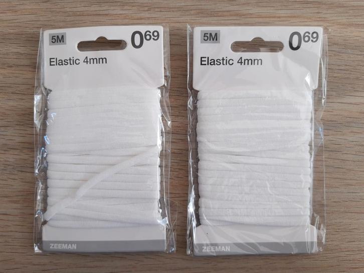 2x nieuw elastiek - 4 mm breed, Hobby en Vrije tijd, Naaien en Fournituren, Nieuw, Lint, Band of Elastiek, Ophalen of Verzenden