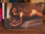Schilderij: Vrouw met ipod, Ophalen of Verzenden