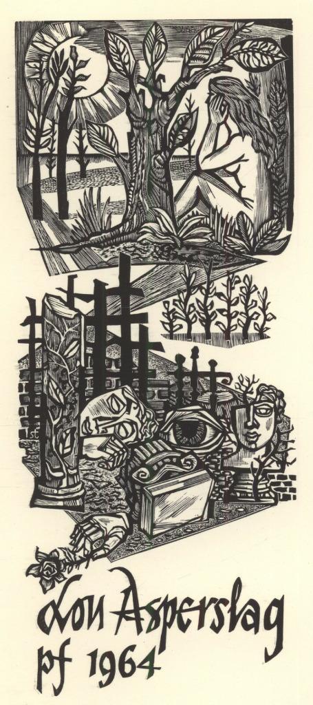 1367 Ex Libris Nederland : Lou Strik, 1964, Antiek en Kunst, Kunst | Etsen en Gravures, Verzenden