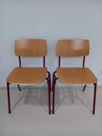 2 vintage kantine stoelen, Huis en Inrichting, Ophalen, Gebruikt, Twee, Bruin