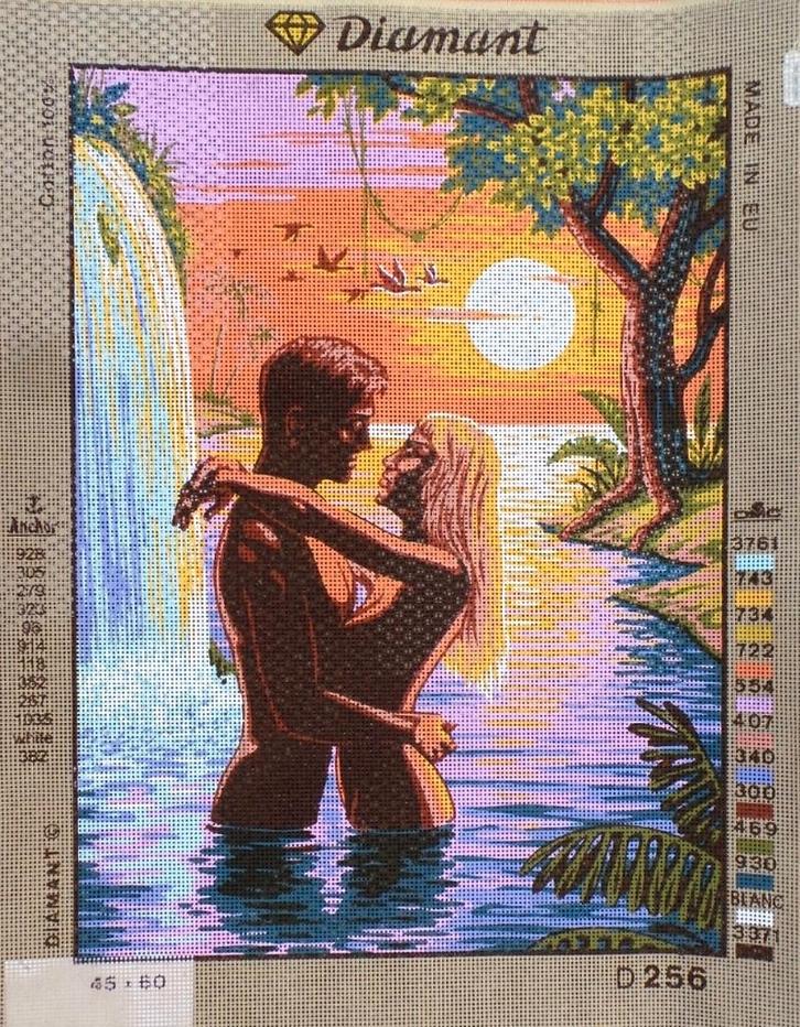 Cado voorbedrukt borduurstramien verliefd koppel  256, Hobby en Vrije tijd, Borduren en Borduurmachines, Nieuw, Onderdeel of Toebehoren