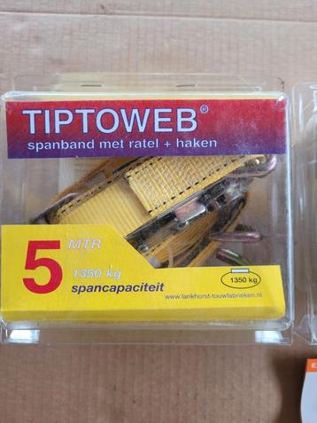 Tiptoweb spanband met ratel + haken 5Mtr 1350 KG beschikbaar voor biedingen