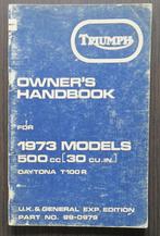 Triumph Owner's Handbook 500cc twins - UK & Export ed. 1973, Motoren, Verzenden, Triumph