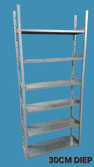 Partij GS-3 legbordstellingen stellingkasten vanaf 4 meter. beschikbaar voor biedingen