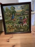 Geborduurd schilderij jachttafereel, Antiek en Kunst, Kunst | Schilderijen | Klassiek, Ophalen of Verzenden