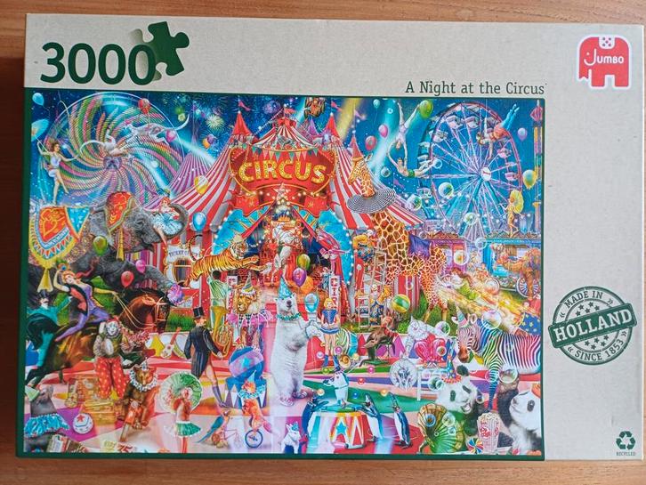 Puzzel 3000 stukjes 'A night at the circus'., Hobby en Vrije tijd, Denksport en Puzzels, Zo goed als nieuw, Legpuzzel, Meer dan 1500 stukjes