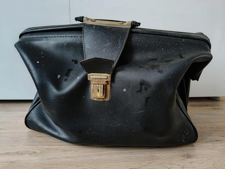 Vintage Dokterstas/Aktetas Jaren '50/'60, Sieraden, Tassen en Uiterlijk, Tassen | Reistassen en Weekendtassen, Gebruikt, Zwart