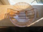 Art Deco schaal rosaline mat en helder persglas, Ophalen of Verzenden