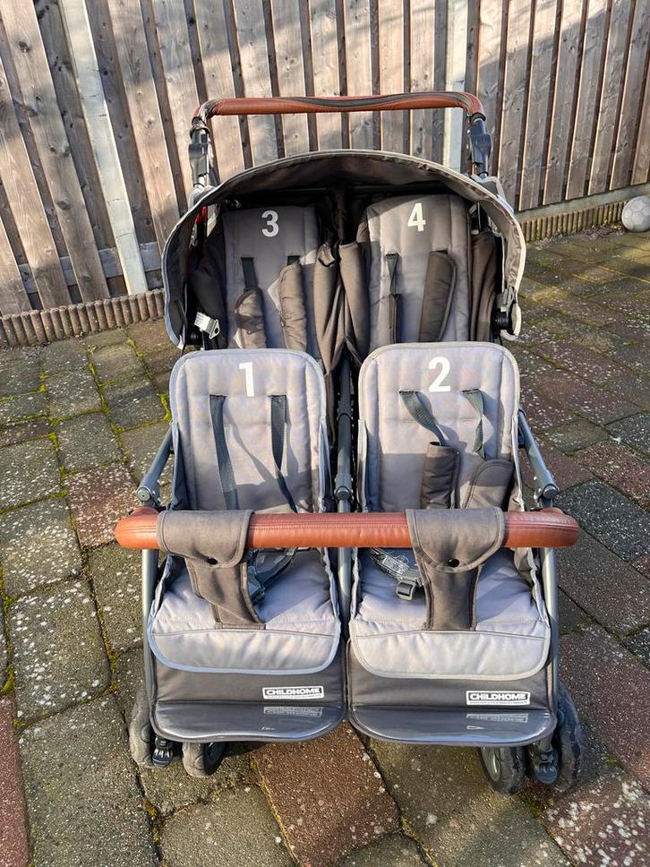 Childhome Quadruple Kinderwagen Antraciet, Kinderen en Baby's, Tweelingen en Meerlingen, Zo goed als nieuw, Kinderwagen of Buggy