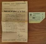 Zandvoort Circuit Toegangsbewijs + Regels, Jaren '50, Verzamelen, Ophalen of Verzenden, Gebruikt