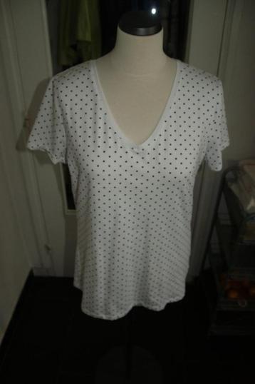 Shirt mt L (C&A) stippen m.k.m. wit-zwart (6) NIEUW beschikbaar voor biedingen