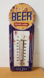 Ice cold beer sold here reclame thermometer van metaal deco, Info@deconoord.nl, Deco Noord, Nieuw, Ophalen of Verzenden