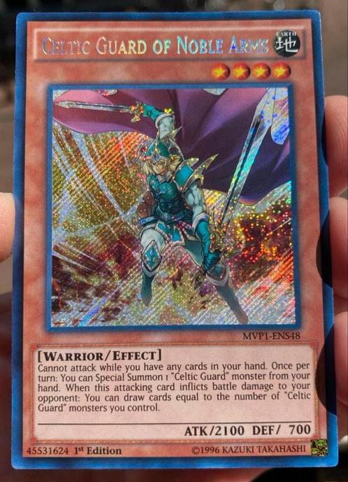 Yu-Gi-Oh! Celtic Guard of Noble Arms MVP1 1st Ed !, Hobby en Vrije tijd, Verzamelkaartspellen | Yu-gi-Oh!, Zo goed als nieuw, Losse kaart