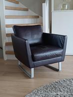 Rolf Benz fauteuil. Donker aubergine leer., Huis en Inrichting, Fauteuils, Ophalen, Zo goed als nieuw, Leer