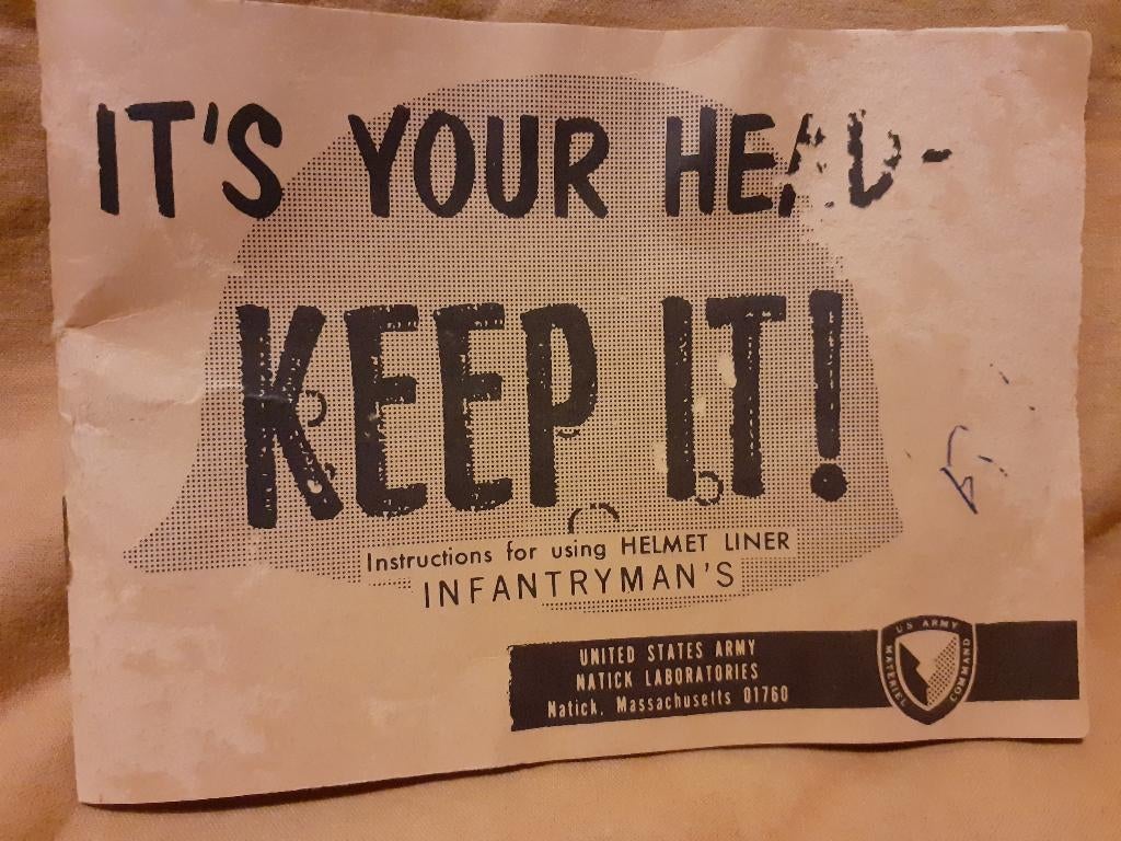 US Army Instructions Helmet Liner, Ophalen of Verzenden, Landmacht, Amerika, Helm of Baret