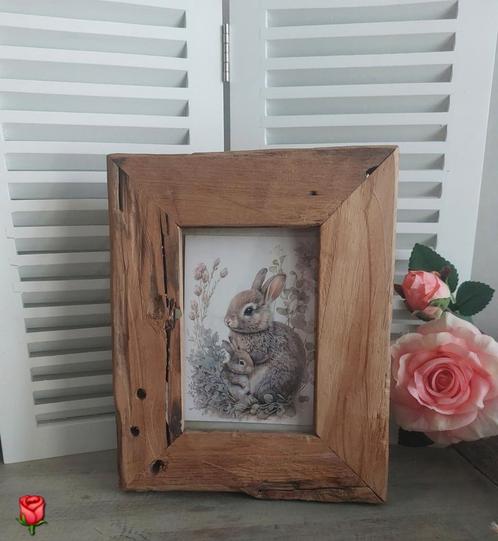 Robuust houten fotolijst handgemaakt, Huis en Inrichting, Woonaccessoires | Lijsten, Zo goed als nieuw, Minder dan 50 cm, Minder dan 50 cm
