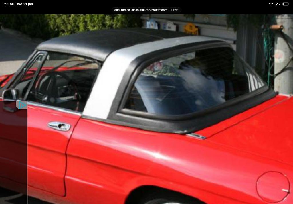 GEZOCHT  TARGA KAP ALFA SPIDER 1971 MET UITNEEMBAAR DAK DEEL, Gebruikt, Voor, Ophalen of Verzenden, Alfa Romeo