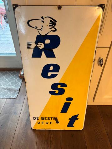 Emaille Reclamebord Resit Verf beschikbaar voor biedingen