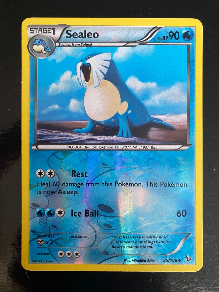 Sealeo 25/106 Rev. Holo Pokémon XY Flashfire 2014, Ophalen of Verzenden, Zo goed als nieuw, Losse kaart, Foil