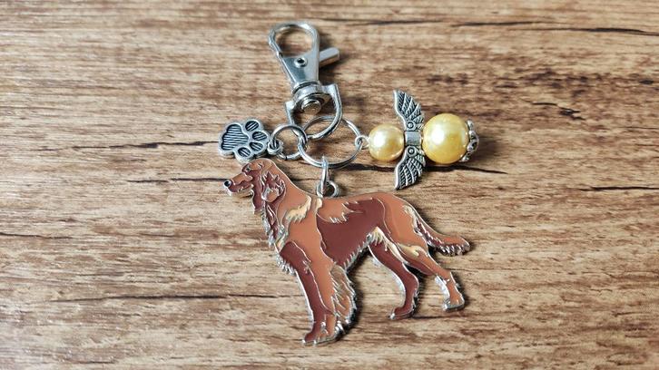 Sleutelhanger groot Engelse setter emaille guardian angel, Dieren en Toebehoren, Honden-accessoires, Nieuw, Verzenden