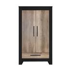 Kidsmill Long Island Kledingkast 2-Deurs Zwart / Oldwood, Ophalen, Kast, 50 tot 70 cm, Nieuw