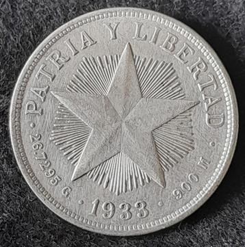 Cuba 1 peso 1933 zilver beschikbaar voor biedingen